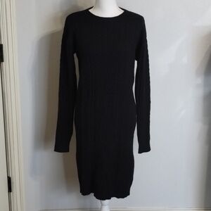 Spadehill sweater dress size XL black cable knit long sleeve fitted Spade Hill